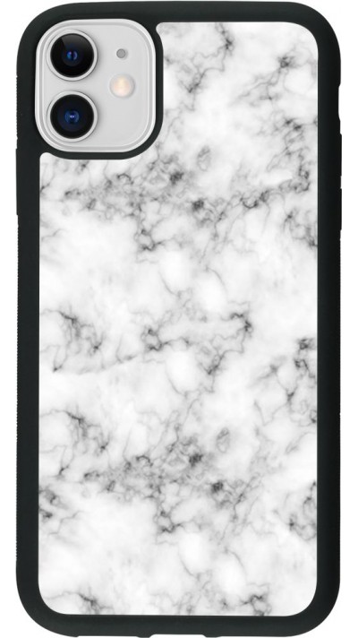 Coque iPhone 11 - Silicone rigide noir Marble 01
