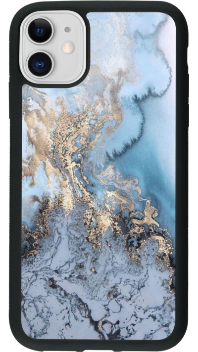 Coque iPhone 11 - Silicone rigide noir Marble 04