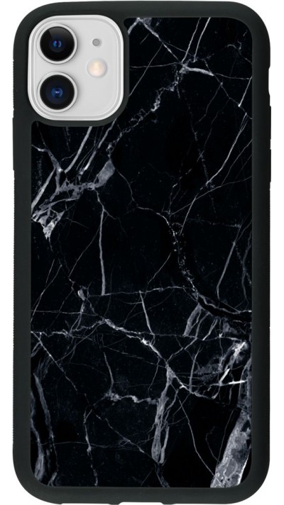 Coque iPhone 11 - Silicone rigide noir Marble Black 01