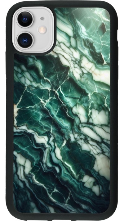 iPhone 11 Case Hülle - Silikon schwarz Majestätischer grüner Marmor