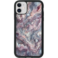 iPhone 11 Case Hülle - Silikon schwarz Violetter silberner Marmor