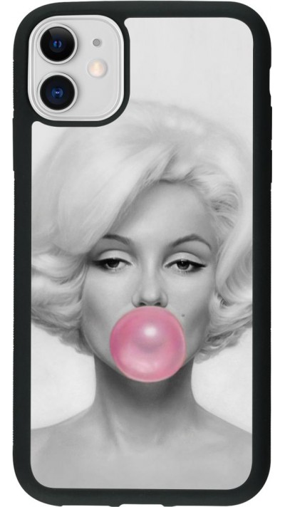Coque iPhone 11 - Silicone rigide noir Marilyn Bubble