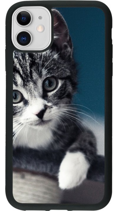 Coque iPhone 11 - Silicone rigide noir Meow 23