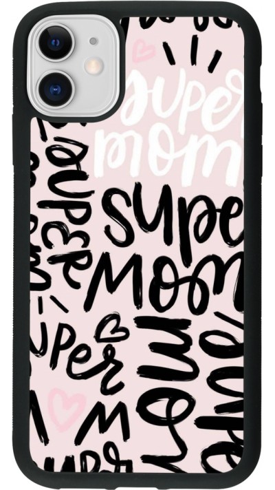 iPhone 11 Case Hülle - Silikon schwarz Mom 2024 Super mom