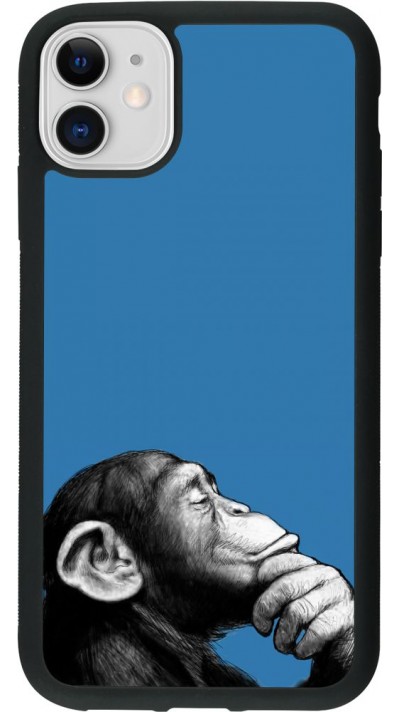 Coque iPhone 11 - Silicone rigide noir Monkey Pop Art