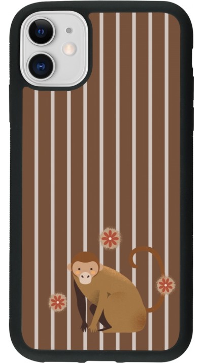 iPhone 11 Case Hülle - Silikon schwarz Monkey with stripes