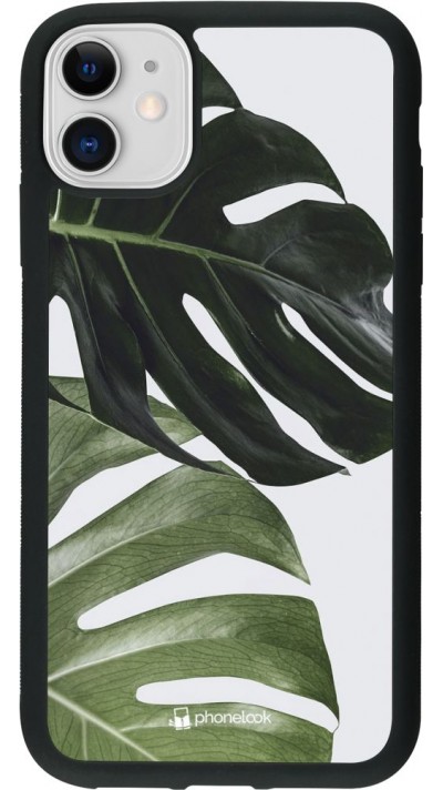 Coque iPhone 11 - Silicone rigide noir Monstera Plant