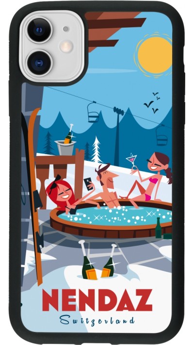 Coque iPhone 11 - Silicone rigide noir Nendaz Mountain Jacuzzi