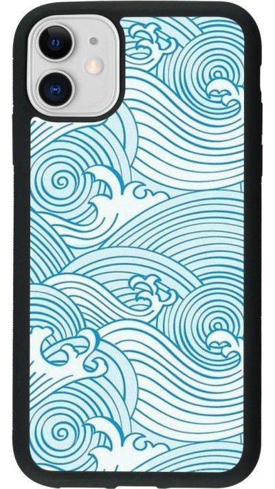 Coque iPhone 11 - Silicone rigide noir Ocean Waves