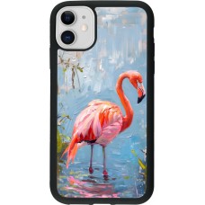 iPhone 11 Case Hülle - Silikon schwarz Paint Flamingo