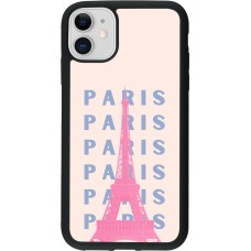 iPhone 11 Case Hülle - Silikon schwarz Paris Pink Print