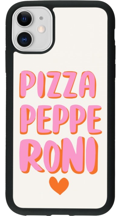 Coque iPhone 11 - Silicone rigide noir Pizza pepperoni 2026