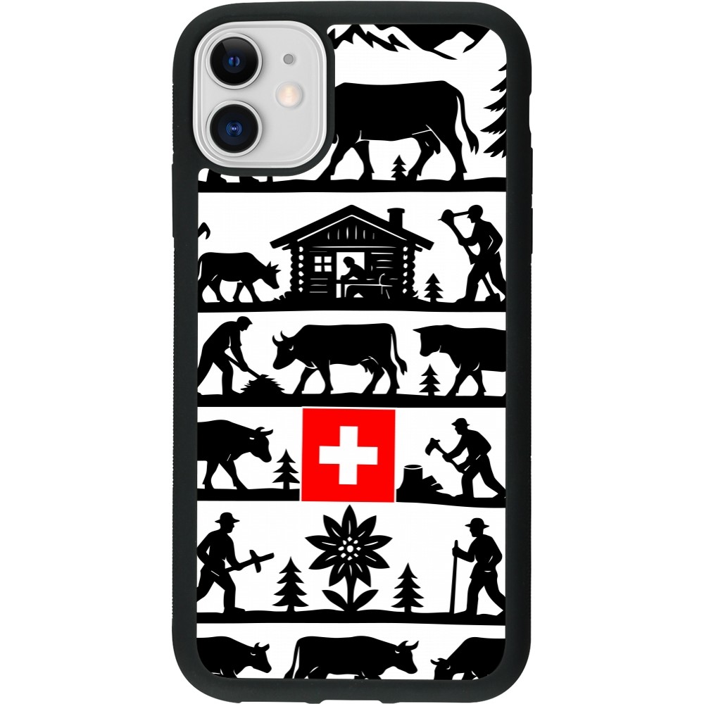 Coque iPhone 11 - Silicone rigide noir Poya Suisse 1