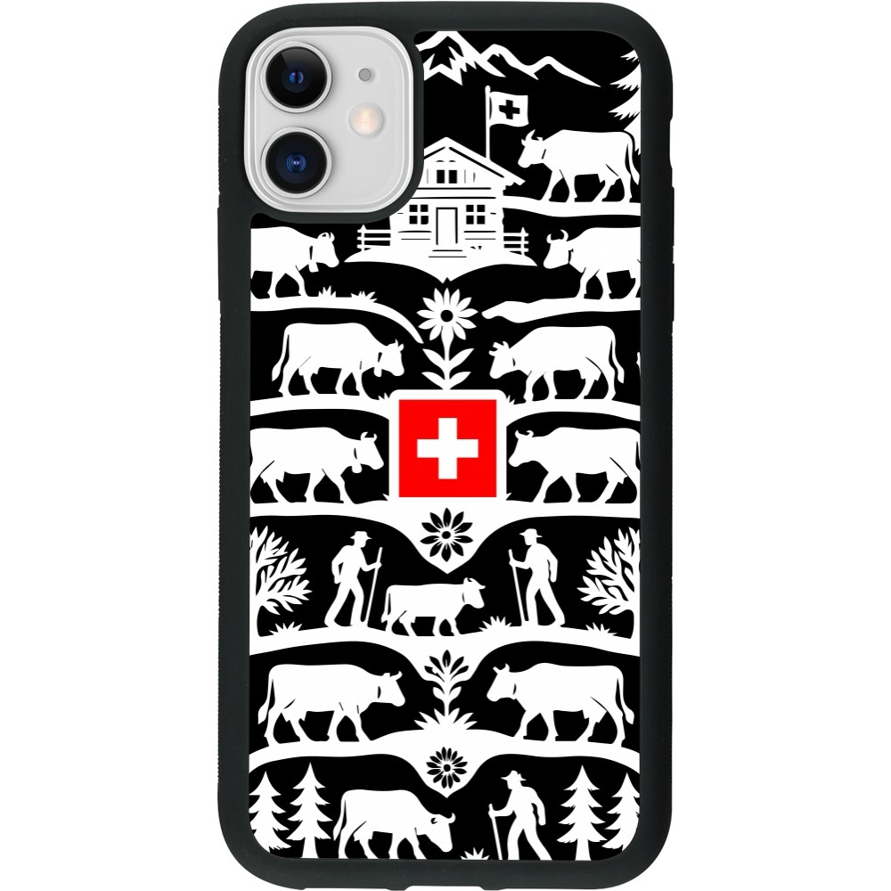 Coque iPhone 11 - Silicone rigide noir Poya Suisse 3 noir