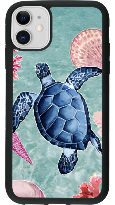 Coque iPhone 11 - Silicone rigide noir Preppy Turtle