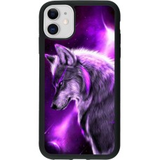 Hülle iPhone 11 - Silikon schwarz Purple Sky Wolf