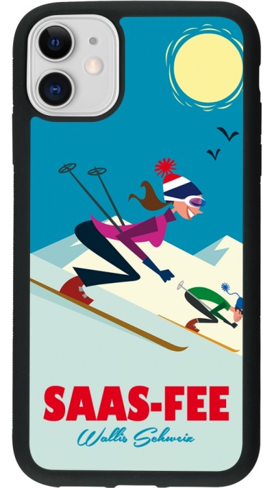 Coque iPhone 11 - Silicone rigide noir Saas-Fee Ski Downhill