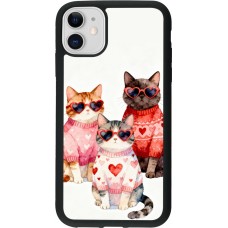 Coque iPhone 11 - Silicone rigide noir Saint Valentines Day 26 Cat Love