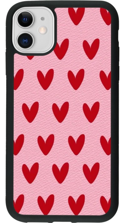 Coque iPhone 11 - Silicone rigide noir Saint Valentines Day 26 Pattern heart