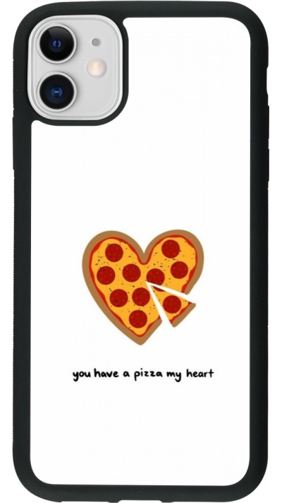 Coque iPhone 11 - Silicone rigide noir Saint Valentines Day 26 You have my pizza heart