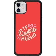 Coque iPhone 11 - Silicone rigide noir Saint Valentines Day 26 Te quiero mucho