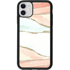 Coque iPhone 11 - Silicone rigide noir Shimmering Orange