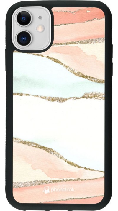 Coque iPhone 11 - Silicone rigide noir Shimmering Orange