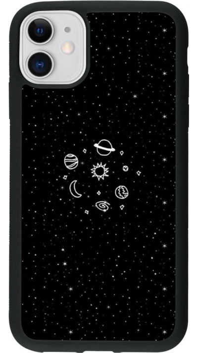 Coque iPhone 11 - Silicone rigide noir Space Doodle