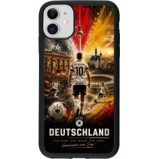 Coque iPhone 11 - Silicone rigide noir Football Allemagne splash 2026
