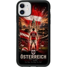 Coque iPhone 11 - Silicone rigide noir Football Autriche splash 2026