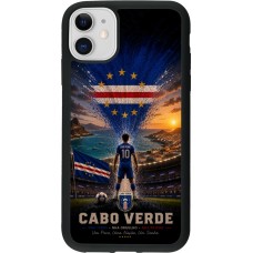 Coque iPhone 11 - Silicone rigide noir Football Cap-Vert splash 2026