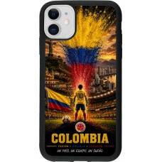 Coque iPhone 11 - Silicone rigide noir Football Colombie splash 2026