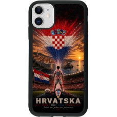 Coque iPhone 11 - Silicone rigide noir Football Croatie splash 2026