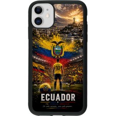 Coque iPhone 11 - Silicone rigide noir Football Équateur splash 2026