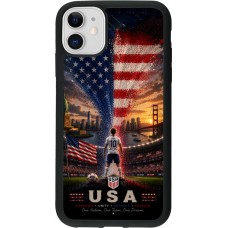 Coque iPhone 11 - Silicone rigide noir Football États-Unis splash 2026