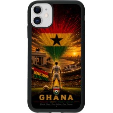 Coque iPhone 11 - Silicone rigide noir Football Ghana splash 2026