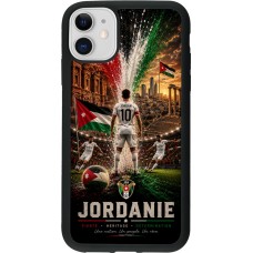 Coque iPhone 11 - Silicone rigide noir Football Jordanie splash 2026