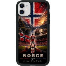 Coque iPhone 11 - Silicone rigide noir Football Norvège splash 2026