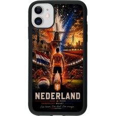 Coque iPhone 11 - Silicone rigide noir Football Pays-Bas splash 2026