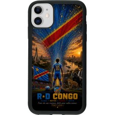 Coque iPhone 11 - Silicone rigide noir Football République démocratique du Congo splash 2026