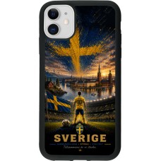 Coque iPhone 11 - Silicone rigide noir Football Suède splash 2026