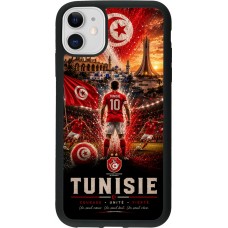 Coque iPhone 11 - Silicone rigide noir Football Tunisie splash 2026