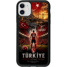 Coque iPhone 11 - Silicone rigide noir Football Turquie splash 2026
