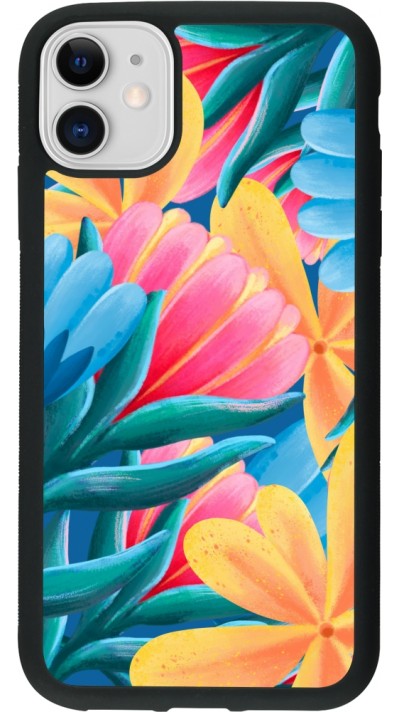 iPhone 11 Case Hülle - Silikon schwarz Spring 23 colorful flowers