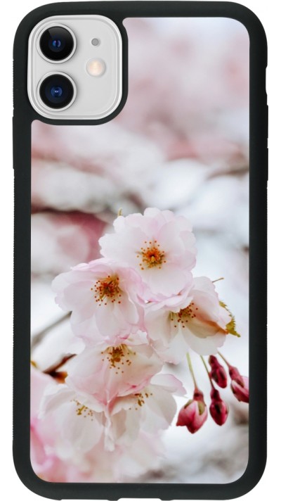 Coque iPhone 11 - Silicone rigide noir Cherry tree 2026