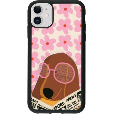 Coque iPhone 11 - Silicone rigide noir Dog with newspaper 2026
