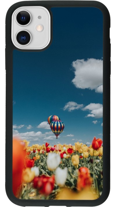 Coque iPhone 11 - Silicone rigide noir Hot air balloon 2026