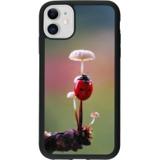 Coque iPhone 11 - Silicone rigide noir Ladybird on a mushroom 2026