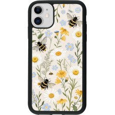 Coque iPhone 11 - Silicone rigide noir Pattern bees 2026