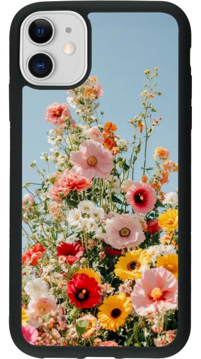 Coque iPhone 11 - Silicone rigide noir Spring flowers 2026